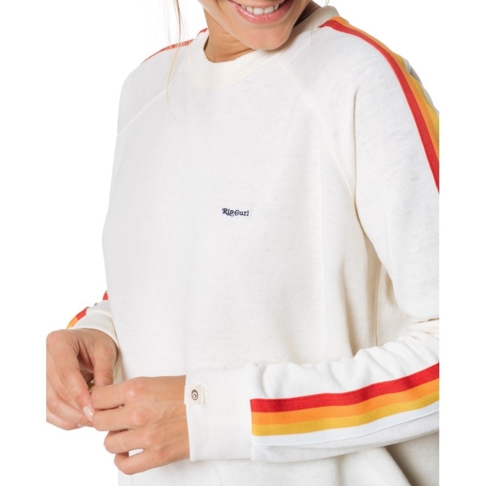 Rip Curl Surf Revival Rainbow Stripe Crewneck Sweatshirt White Small - Picture 8 of 8
